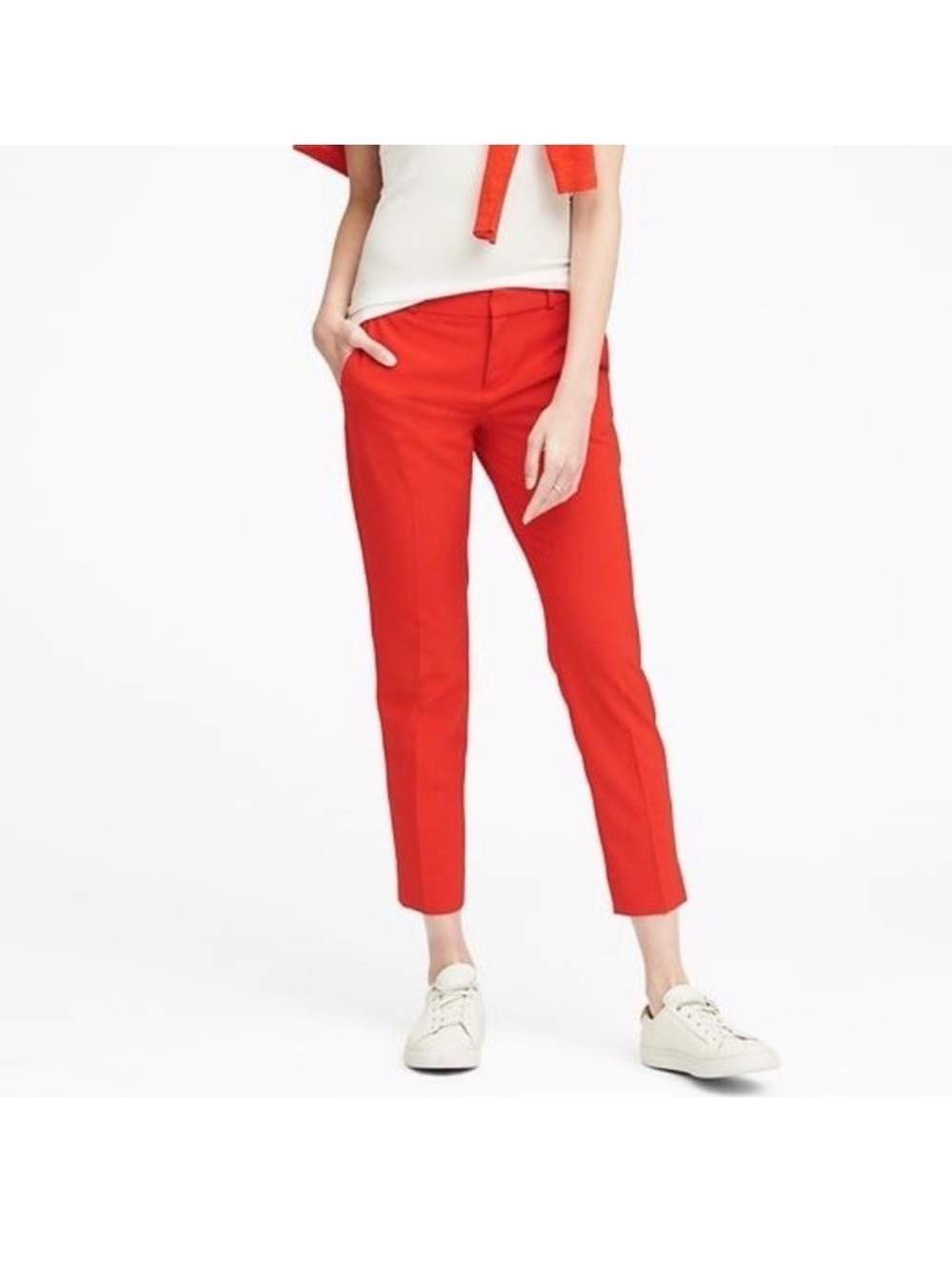 Banana Republic Red Cropped Dress Pants